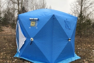 Палатка зимняя КУБ 3 слоя "Синяя" 2,8х 2,8 х 2,10 м