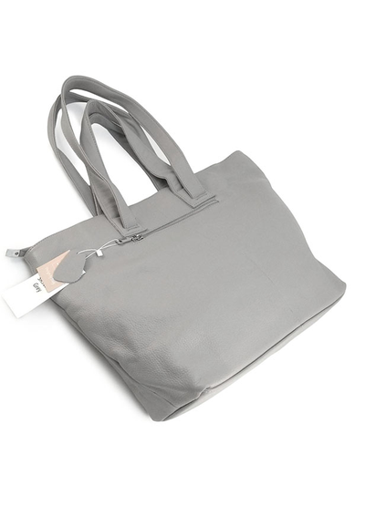 (АРТИКУЛ: 9919/1/8) СУМКА ЖЕНСКАЯ БОЛЬШАЯ, НАТУРАЛЬНАЯ КОЖА, СВЕТЛО-СЕРАЯ, ЧЕТЫРЕ РУЧКИ