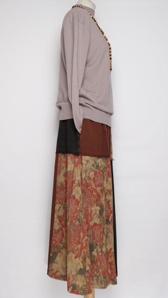 ЮБКА ТРИКОТАЖНАЯ "Лоскуты винтажная" терракот до р.52