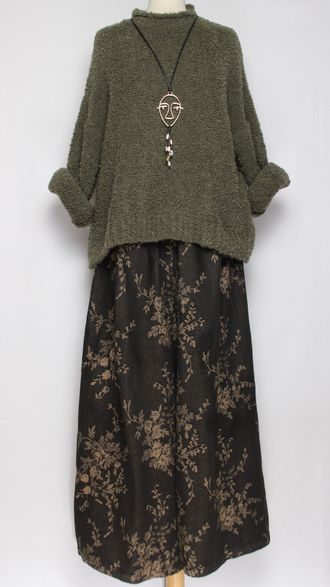 ДЖЕМПЕР КОРОТКИЙ "КИМОНО БУКЛЕ СТОЙКА" хаки до р.52