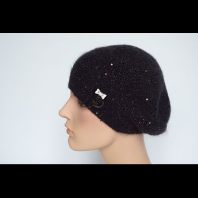 Черный одинарный берет вязаный Vizio Италия 6943 BO