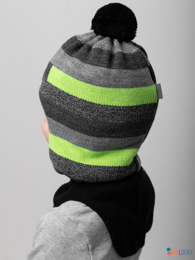 Шапка-шлем 20101-02 с утеплителем, х/б  подклад , черный,серый,салатовый 56-58