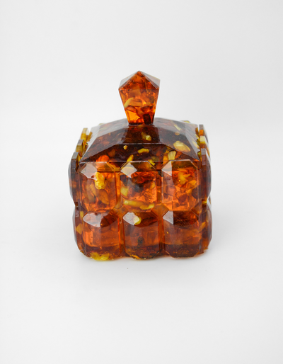 Шкатулка "Царская" с мелким янтарем