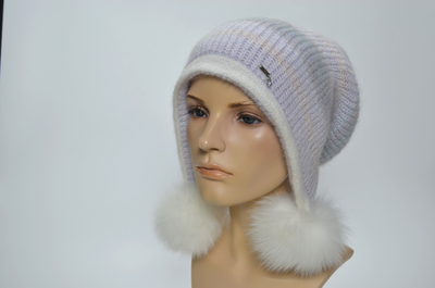 Шапка ушанка женская с помпонами зима 2025