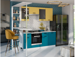 Кухня Техно new 2,4м, горчица/атлантик