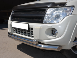 Защита переднего бампера двойная d76/60 для Mitsubishi Pajero IV (2006-2017)