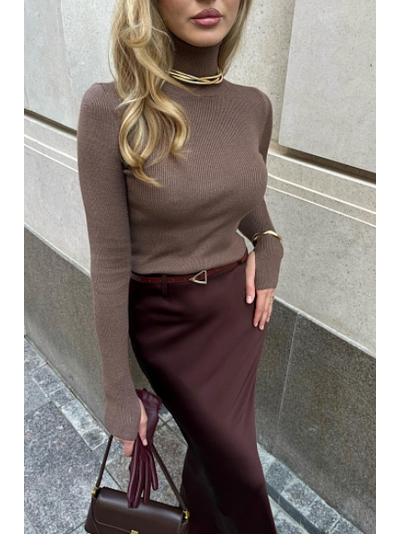 Водолазка с отверстием для большого пальца (коричневый)