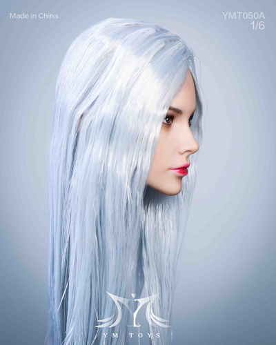 Женская голова (скульпт) с длинными волосами (серебро) 1/6 scale  (YMT050А) - YMTOYS