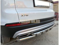 Защита заднего бампера двойная с перемычками Папа Тюнинг d60/42 для BELGEE X70 2024-