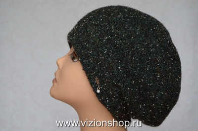 Зеленый берет женский вязаный Италия Vizio 6532 зима 2020