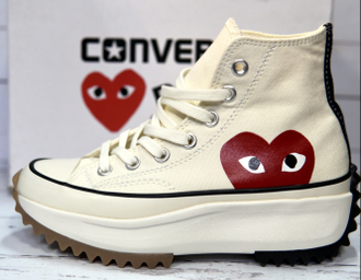 Кеды Converse Play Comme Des Garçons на платформе белые