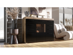 ЛДСП Комод БАСТОН Дуб Делано/Черный глянец