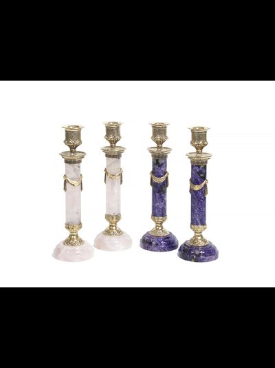 Интерьерные подсвечники из натуральных камней и бронзы