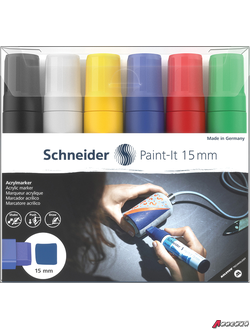 Набор маркеров акриловых Schneider "Paint-it 330", 15мм, ассорти, 6шт. 120396