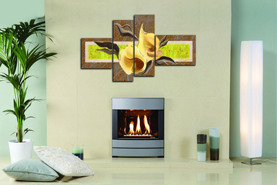 Модульная картина "Цветы на зеленом"