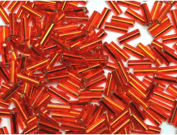 СТЕКЛЯРУС  PRECIOSA 3` (6.8-7мм) - 50г - 97030 ПРОЗРАЧНЫЙ С СЕРЕБРЯНОЙ ЛИНИЕЙ ВНУТРИ ОРАНЖЕВЫЙ (ОГОНЁК)