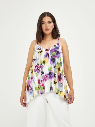 Топ летний нарядный с принтом "фиалка"