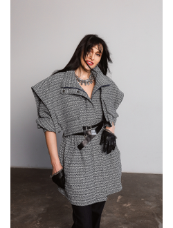 Парка из фактурного хлопка (бело-синий)