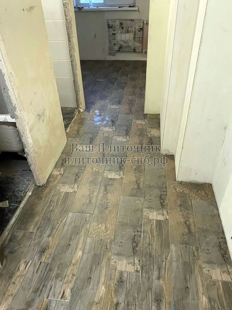 Укладка керамогранита на пол со сноской на одну треть