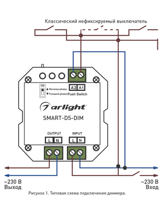 Диммер Arlight SMART-D5-DIM-IN (230V, 1A, TRIAC, 2.4G)