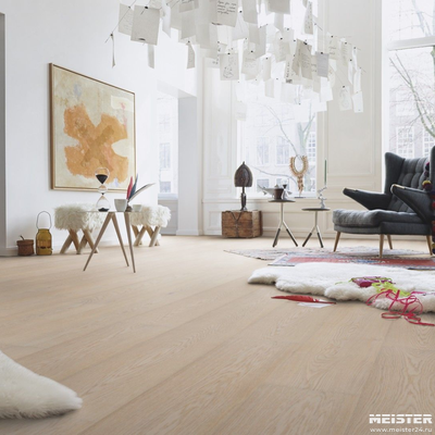Паркетная доска Meister Дуб натур Арктический белый 8735 HD400L