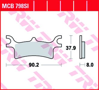 Тормозные колодки задние TRW MCB798SI (FA314R) для квадроциклов Polaris Sportsman 400/450/500/600/700/800, Scrambler 500 (FA314) (2201871, 2202414, 1910683, 2203451)