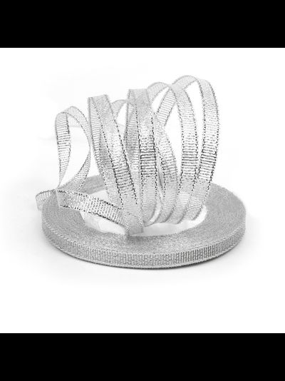 Лента метал. с люрексом/парча 6мм (серебро), 22,8м