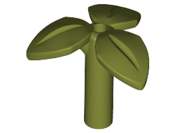 Plant Stem with Bar, 3 Leaves, and Small Pin Hole, Olive Green (37695 / 6285465)