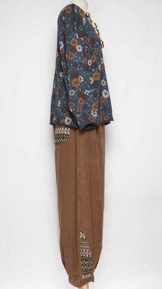 Брюки Бохо вельветовые "Гобелен" карамель р.50-54