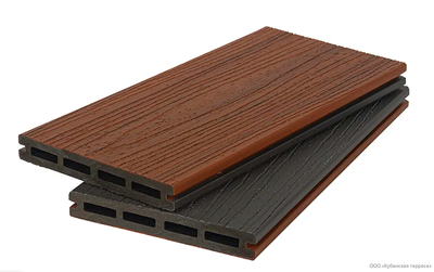 Террасная доска Polivan Group NUSADUA двухцветная Красное дерево-темно-серый
