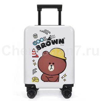 Детский чемодан Медвежонок Cool Brown белый