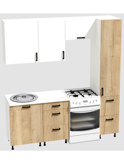 Кухня Эконом 1,5 метра с колонкой (1100х400) Цвет: Белый/Дуб Вотан