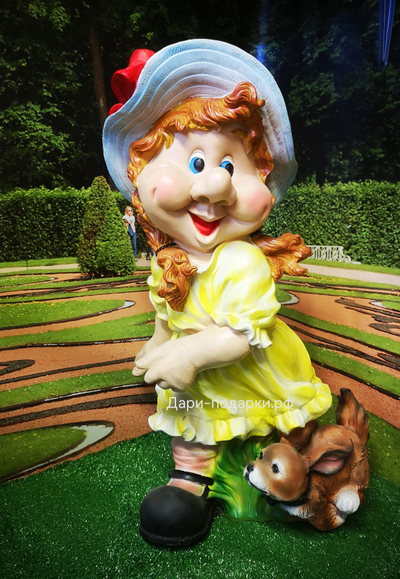 Девочка Гном с собакой 71*48см   6кг   полистоун Россия  6098/012586*