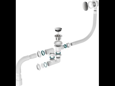 Сифон для ванны 1 1/2" х 40 регулир.,клик-клак перелив автомат,широкий грибок,хром,V512-18-MR [53915