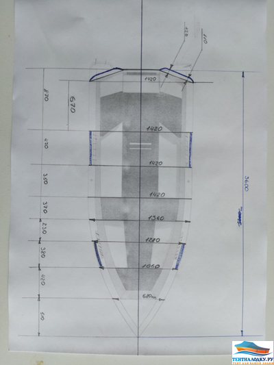 Тент на лодку САЛЮТ Realcraft 370 ( лекало в WELLBOAT 37 NEXT арт. 947, 856)