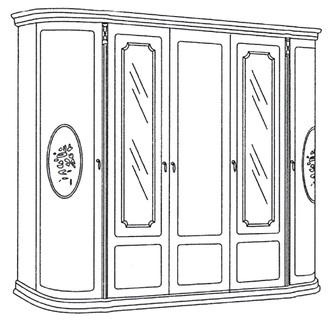 Шкаф 5-дверный с зеркалами
