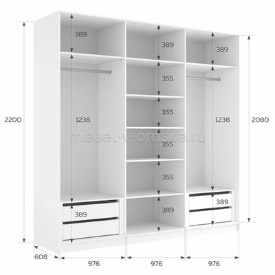 Шкаф-купе Эста-Трио (Зеркало/Стекло черное) (3000*2200*570)