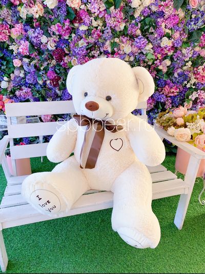 Большой плюшевый медведь 135 см бежевый Феликс