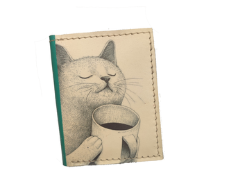 Картхолдер-книжка с шестью отделениями "Котик с чашкой"