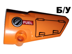! Б/У - Technic, Panel Fairing # 4 Small Smooth Long, Side B with Hatch and Fuel Filler Cap on Orange Background Pattern Sticker - Set 42038, Orange (64391pb045) - Б/У