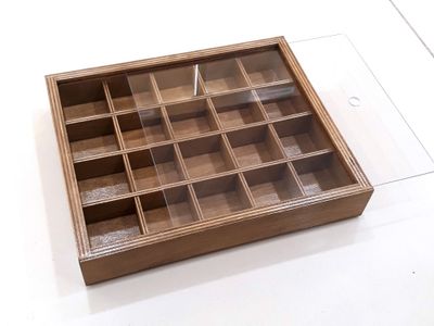 Коробка-пенал 20 ячеек, крышка из оргстекла, для коллекции камней (24*20*4 см, 500 г) №25786