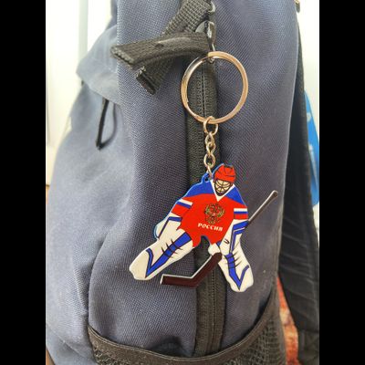 БРЕЛОК &quot;ВРАТАРЬ&quot; (МЕТАЛЛИЧЕСКИЙ ПЛОСКИЙ ДВУСТОРОННИЙ)