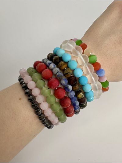 Браслет шарик, разные камни