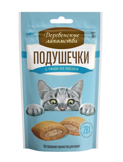 Деревенские лакомства для кошек, Подушечки с пюре из лосося 30 гр