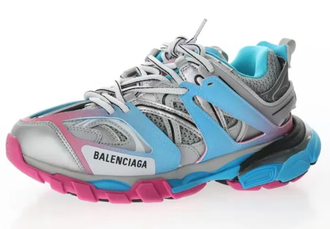 Balenciaga Track Trainers Blue Pink Grey