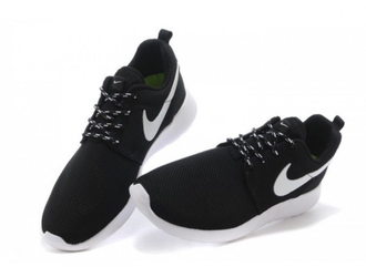 Nike Roshe run черные, текстиль с белой подошвой (36-46) Арт. 006MF