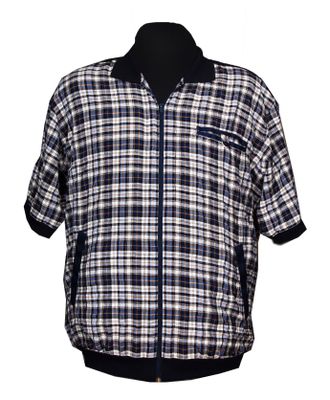 Рубашка сорочка &quot;Клетка&quot; мужская большого размера Арт. СК-5 ( син/черн/бел) Размер 68-70