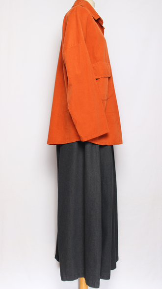 Рубашка Бохо вельветовая"КАРМАНЫ КЛАПАНЫ"  терракотовая до р.54