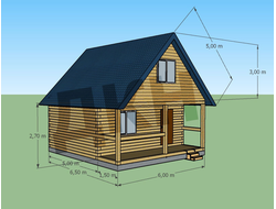 Дом из бруса 5 на 6 с верандой 1,5 на 6