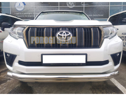 Защита переднего бампера двойная с подгибами d76/60 для Toyota Land Cruiser Prado 150 (2017-)